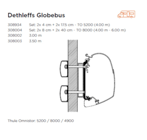 Thule Adapter Wall Dethleffs Globebus Omnistor 5200 8000 4200 Thule - UK Camping And Leisure