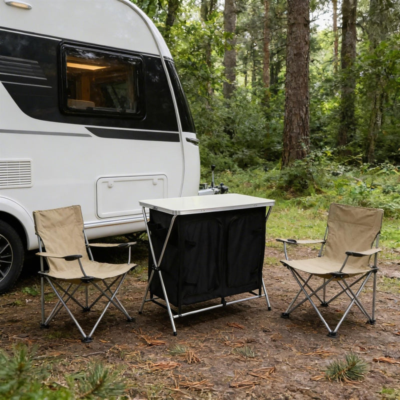 Leisurewize Portable Camping Table & Storage Cupboard Foldable Aluminium Frame - View 6