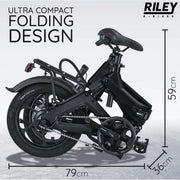 Riley RB1 Foldable E-bike - Black 45-50km Range 250w Motor UK Camping And Leisure - UK Camping And Leisure