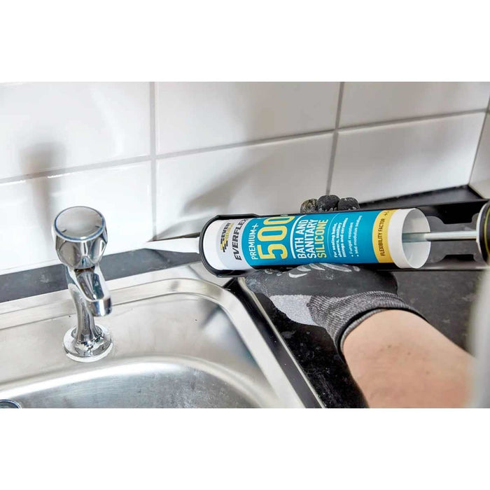 Everbuild Everflex 500 Sanitary Silicone Sealant (Ivory / 310ml) Sika - UK Camping And Leisure