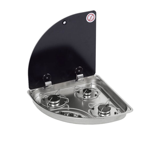 CAN Hoodiny Hob Unit RH Triangle 480mm (Glass Lid / 3 Burners / 12V) CAN - UK Camping And Leisure