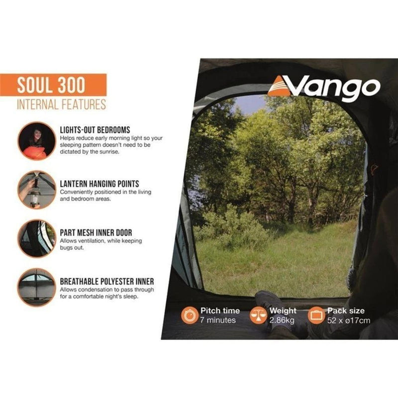 Vango Soul 300 3 Man Waterproof Adventure Tent (Deep Blue) - View 6