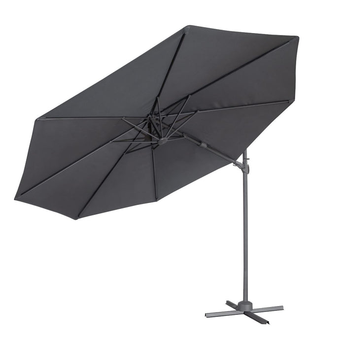 Dellonda Cantilever Parasol with 360 Rotation, Tilt & Cover 3m - Grey Dellonda - UK Camping And Leisure