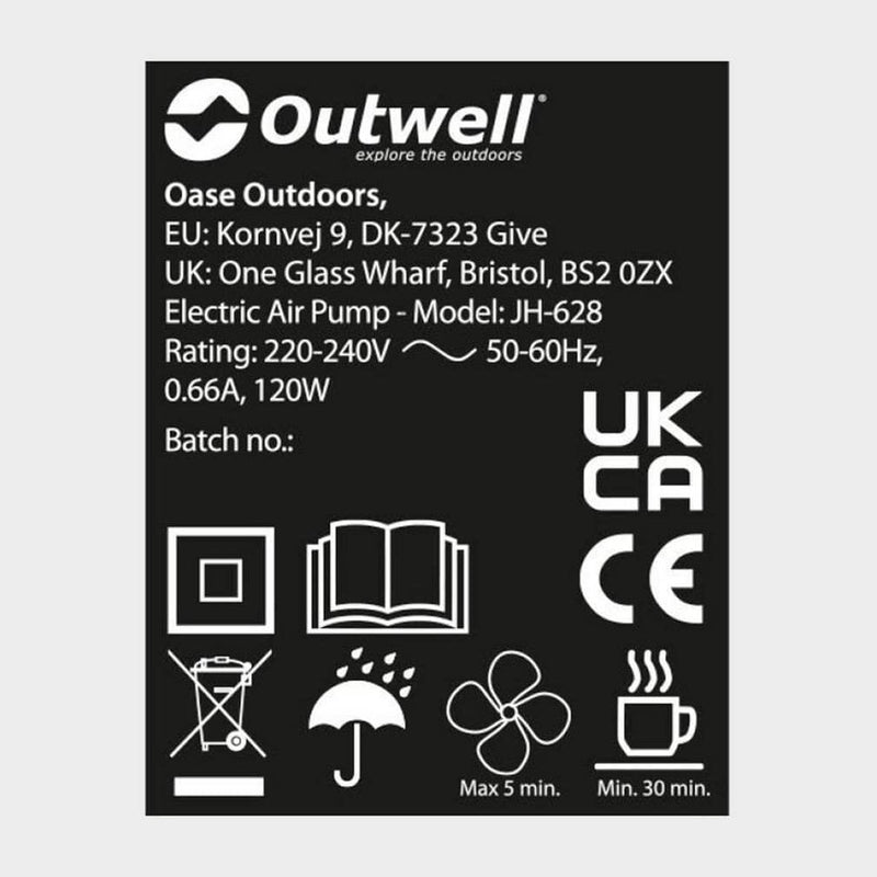 Outwell Flock Superior Single Airbed With Built-In Pump High Raised Air Bed