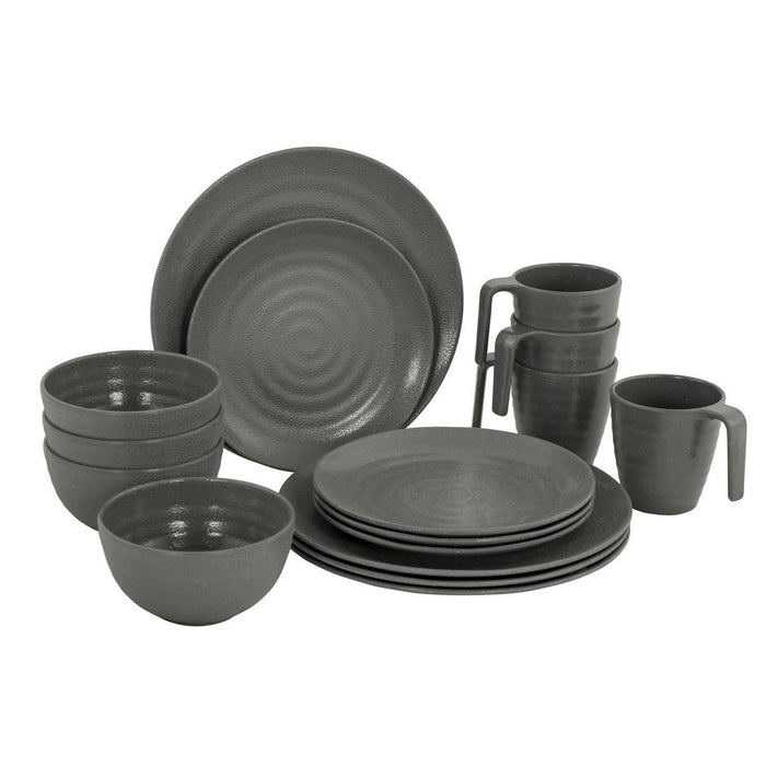 Bo-Camp Tableware Stone 16 Pieces Grey Bo-Camp - UK Camping And Leisure