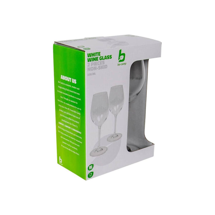 Bo-Camp White Wine Glass Non-Slip 330 ml 2 Pieces Bo-Camp - UK Camping And Leisure
