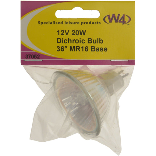 MDS1203 W4 12v 20w 30 MR16 dichroic bulb 37052 W4 - UK Camping And Leisure