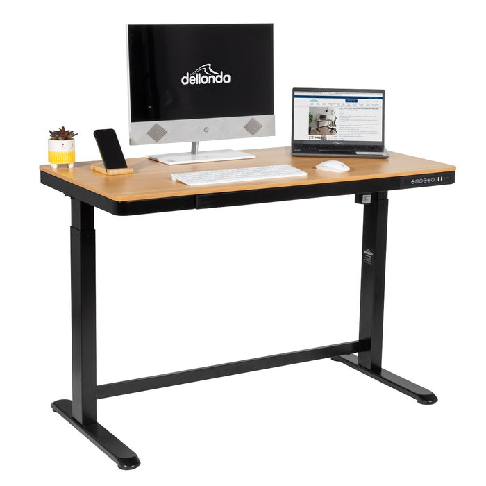 Dellonda Single Motor Electric Desk with Control Panel USB Port & Drawer Dellonda - UK Camping And Leisure