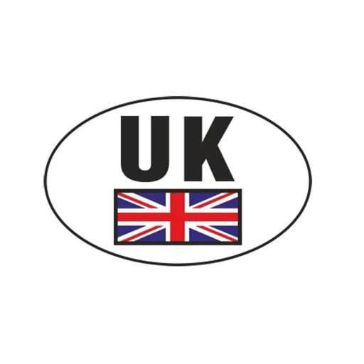 UK Vehicle Sticker with Union Jack 101 x 64mm (Small, Oval) W4 - UK Camping And Leisure