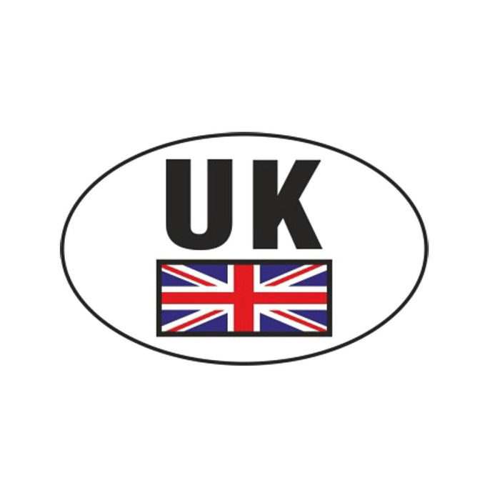 UK Vehicle Sticker with Union Jack 101 x 64mm (Small, Oval) W4 - UK Camping And Leisure