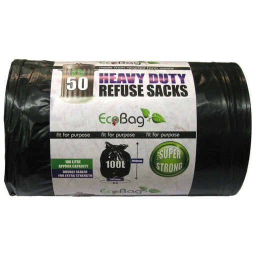 Black Polythene Refuse Sacks Pack of 50 AG - UK Camping And Leisure