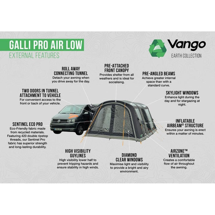 Vango Galli Pro Air Low Drive Away Awning  (180 - 210cm) Campervan