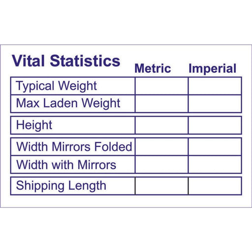 Vital Statistics Label Nova - UK Camping And Leisure