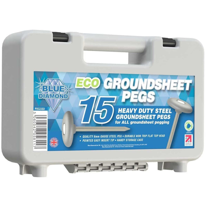 Blue Diamond Eco Groundsheet Pegs (Case Of 15) Blue Diamond - UK Camping And Leisure