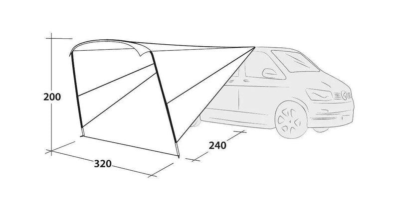 Outwell Vehicle Touring Canopy Shelter - For Motorhomes, Campervans & Caravans | waterproof, lightweight, steel pole
