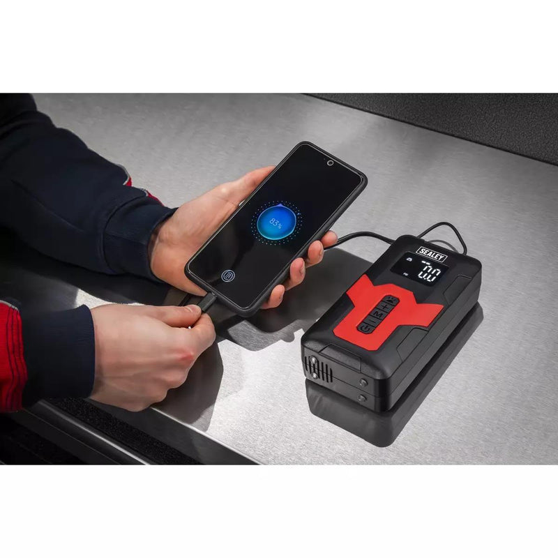 Sealey Tyre Inflator & Power Bank with Worklight Rechargeable 12v, CTI140 Sealey - UK Camping And Leisure