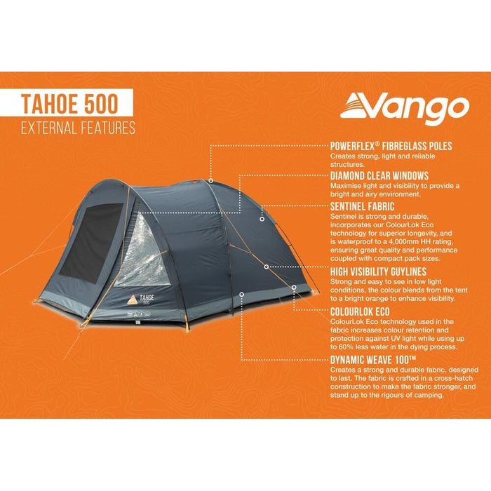 Vango Tahoe 500 Deep Blue 5 Person Tent Vango - UK Camping And Leisure