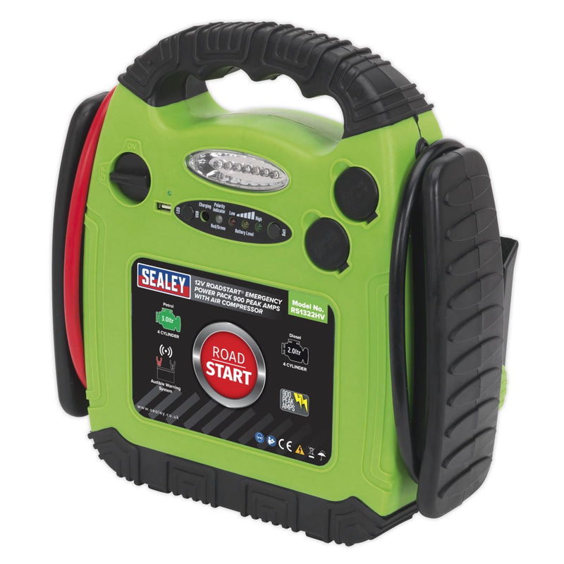 Sealey 12V RoadStart Emergency Power Pack 900 Peak Amps Car Battery Booster Sealey - UK Camping And Leisure