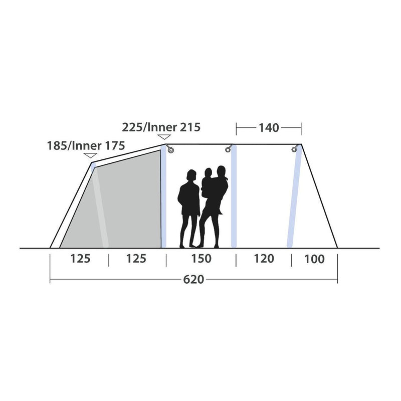 Outwell Montana 6 Air 6 Berth Four Room Tunnel Tent - View 18