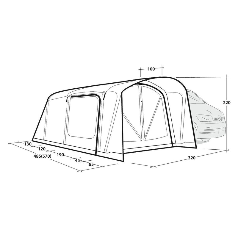 Outwell Jones L PowerAir Driveaway Awning Campervan 175-200cm Low - View 20