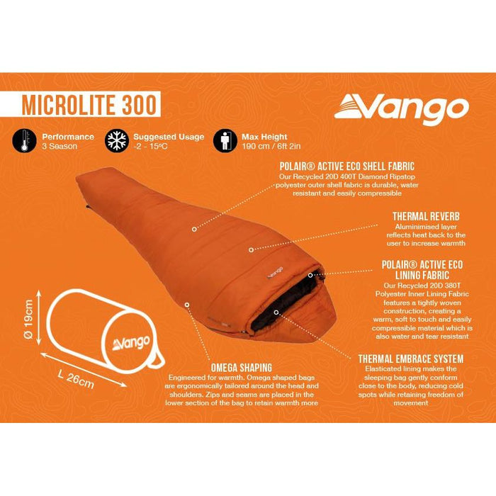 Vango Microlite 300 Mummy Sleeping Bag Vango - UK Camping And Leisure