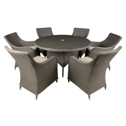 Dellonda Chester Rattan Wicker Outdoor Dining Set Tempered Glass Tabletop 7pc Dellonda - UK Camping And Leisure