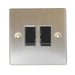 Round Edge Double 2 Way Switch Brushed Steel Finish and Black Inserts AG - UK Camping And Leisure