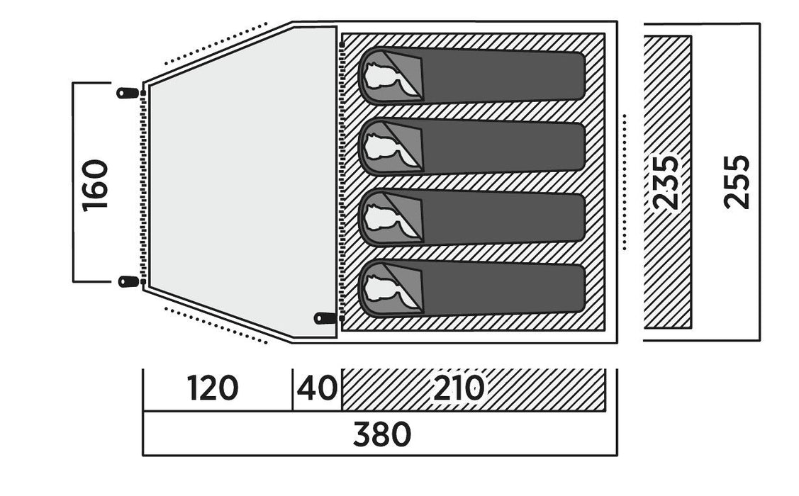 Easy Camp Kinn 4 Pole Tent Green 4 Person Easy Camp - UK Camping And Leisure