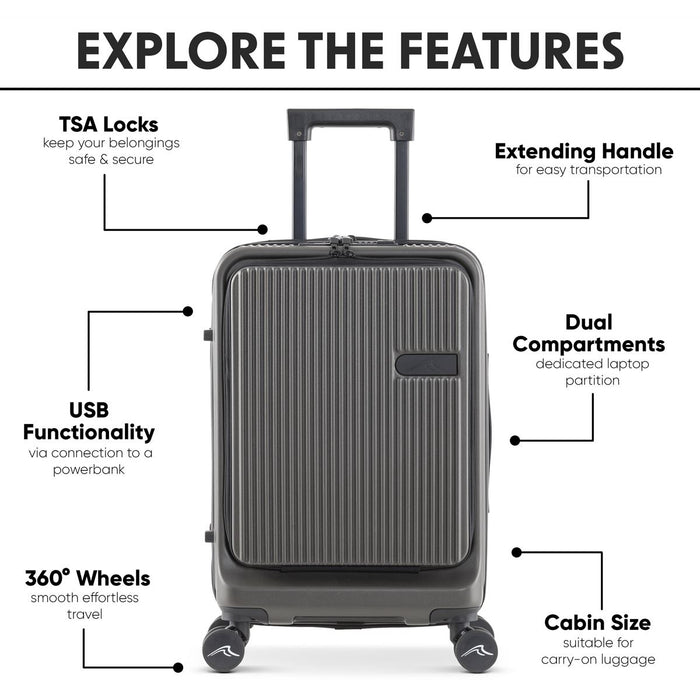 Dellonda Cabin Size Luggage with Laptop Compartments & Dual TSA Lock 20" Dellonda - UK Camping And Leisure