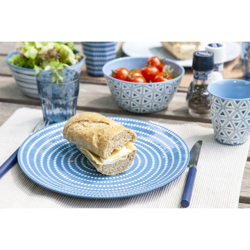 Bo-Camp Tableware Mix & Match Melamine 16 Pieces Blue/White Bo-Camp - UK Camping And Leisure