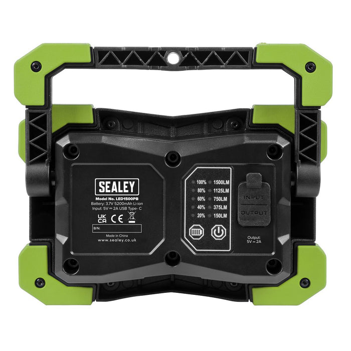 Sealey 15W COB LED Portable Floodlight and Power Bank LED1500PB Sealey - UK Camping And Leisure