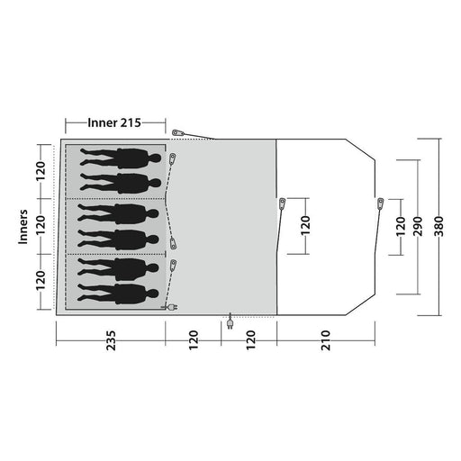 Outwell Carolina 6 Person Pole Tent Blue 6 Person Outwell - UK Camping And Leisure