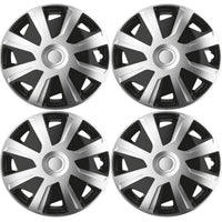 4 x 15" Alloy Look Black & Silver Deep Dish Motorhome Wheel Trims Hub Caps Vans