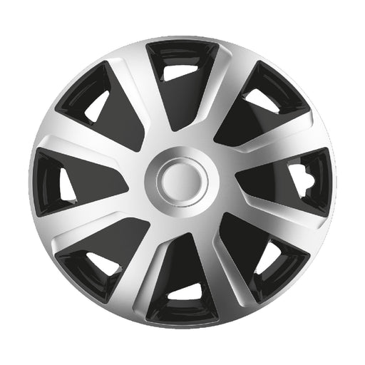 4 x 15" Alloy Look Black & Silver Deep Dish Motorhome Wheel Trims Hub Caps Vans Simply - UK Camping And Leisure