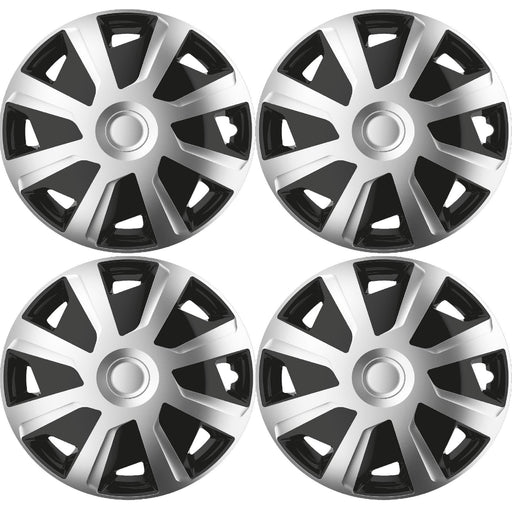 4 x 16" Alloy Look Black & Silver Deep Dish Motorhome Wheel Trims Hub Caps Vans - UK Camping And Leisure