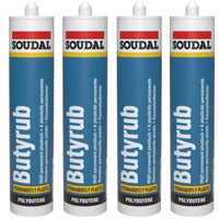 4 x Soudal Butyrub Non Setting Butyl bedding Sealant Seitz Window Glazing White