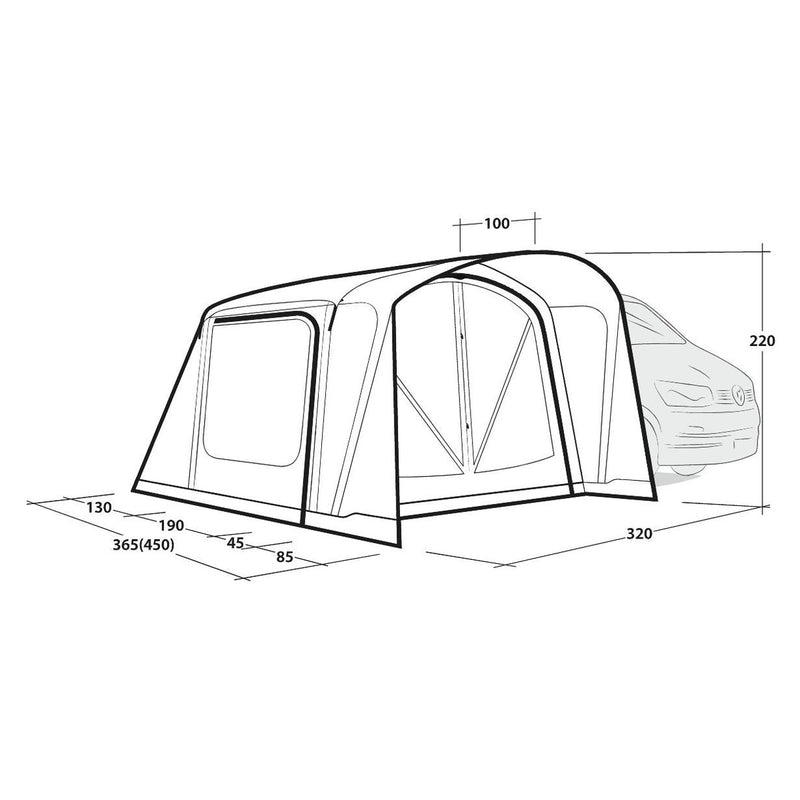 Outwell Jones M PowerAir Driveaway Awning Campervan 175-200cm Low - View 17