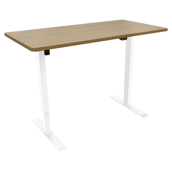 Dellonda Single Motor  Adjustable-Height Electric Sit/Stand Desk - Oak Desktop Dellonda - UK Camping And Leisure