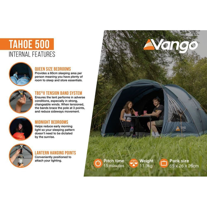 Vango Tahoe 500 Deep Blue 5 Person Tent Vango - UK Camping And Leisure