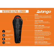 Vango Nitestar Alpha Junior Kids Pirate Black Single Sleeping Bag - View 5
