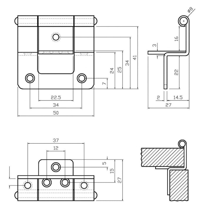 Double Cranked Hinge Brass AG - UK Camping And Leisure