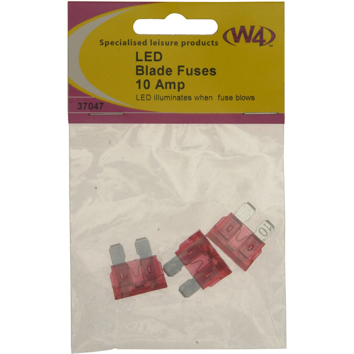 W4 Led Blade Fuse 10A (3) 37047 W4 - UK Camping And Leisure