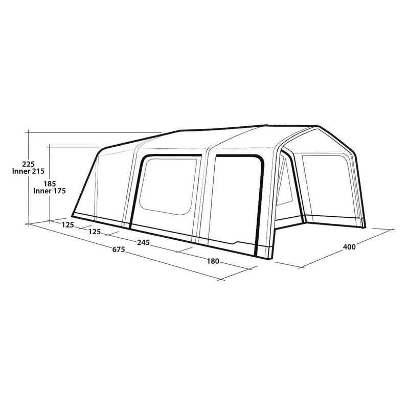 Outwell Boston 6 Air TC 6 Berth Four Room Tunnel Tent - View 22
