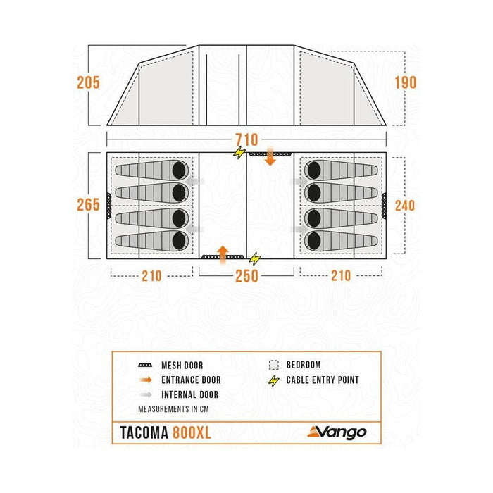 Vango Tacoma 800XL Package Deep Blue 8 Person Tent Vango - UK Camping And Leisure