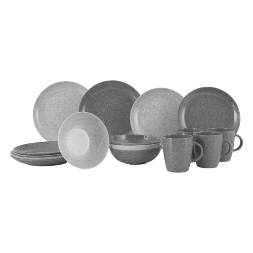 Gimex Solid Line Tableware Granite Grey 16 Pieces Gimex - UK Camping And Leisure