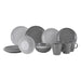 Gimex Solid Line Tableware Granite Grey 16 Pieces Gimex - UK Camping And Leisure