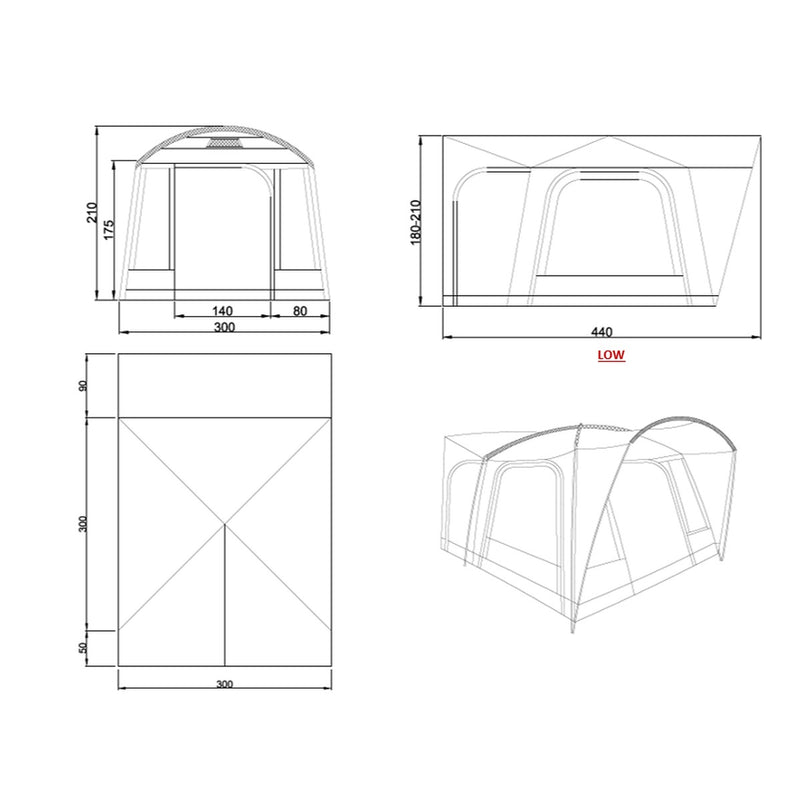 Kampa Roam Low Drive Away Poled Campervan Awning 180-210 cm - View 7