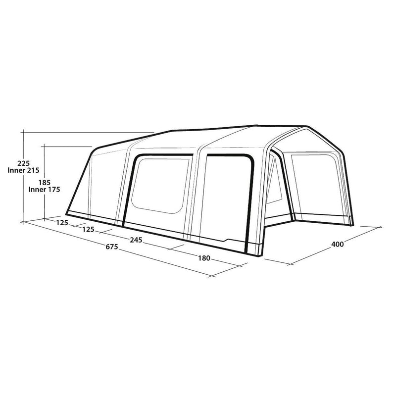 Outwell Lowa 6 Air 6 Berth Four Room Tunnel Tent - View 22