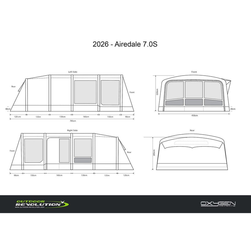 Outdoor Revolution Airedale 7.0S Air Tent 7 Berth Family Tent Inc Footprint - View 19