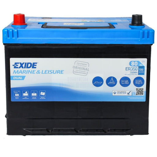 Exide ER350 12V FLA Battery 80Ah High Performance Battery for Demanding Appl Exide - UK Camping And Leisure